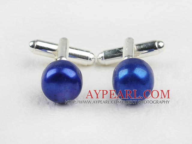 11.5-12mm Dark Blue Freshwater Pearl Cufflinks