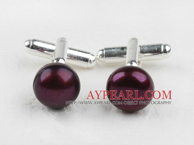 11.5-12mm Purple Red Freshwater Pearl Cufflinks