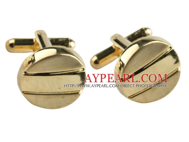 Gold color round shape fashion style cufflinks