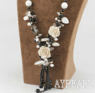 Wholesale White Sea Shell and Shell and Agate and Jade Flower Necklace