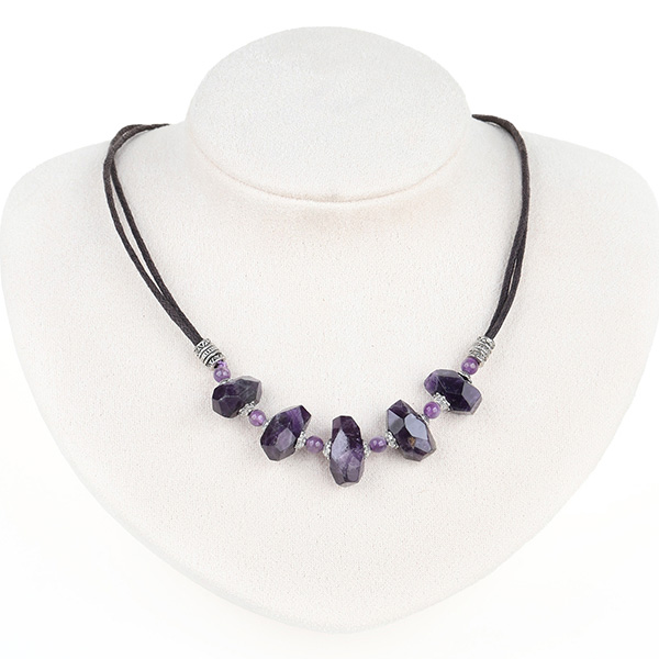 Cut angle Brazilian amethyst necklace