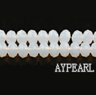 Lampwork Glass Crystal Beads, White, 6mm protein jade flat, Sold per 16.5-inch strand