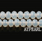 Lampwork Glass Crystal Beads, White, 8mm protein jade, faceted platode, Sold per 16.1-inch strand