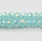 Lampwork Glass Crystal Beads, Lake Blue Jade, 8mm plating color faceted platode, Sold per 16.14-inch strand
