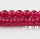 Lampwork Glass Crystal Beads, Purplish Red, 8mm round frizzling shape, Sold per 31.5-inch strand