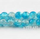 Lampwork Glass Crystal Beads, Double Color, 8mm round frizzling shape, Sold per 31.5-inch strand