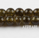 Lampwork Glass Crystal Beads, Dark Amber Color, 10mm round frizzling shape, Sold per 31.5-inch strand