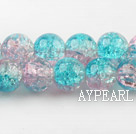Lampwork Glass Crystal Beads, double color, 10mm round frizzling shape, Sold per 31.5-inch strand