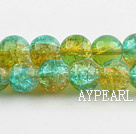 Lampwork Glass Crystal Beads, double color, 10mm round frizzling shape, Sold per 31.5-inch strand