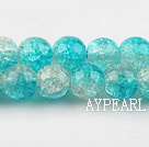Lampwork Glass Crystal Beads, double color, 10mm round frizzling shape, Sold per 31.5-inch strand