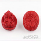Cinnabar pendant,4*26mm frog,Red,Sold by each.