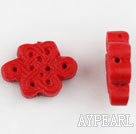 Cinnabar beads,6*20*30mm Chinese knot,Red,Sold by each.
