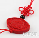 Cinnabar pendant,6*20*30mm,with chinese knot,Red,Sold by each