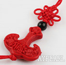Cinnabar pendant,10*25*28mm,with chinese knot,Red,Sold by each
