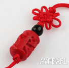 Cinnabar pendant,10*16mm,with chinese knot,Red,Sold by each