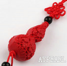 Cinnabar pendant,18*40mm calabash ,with chinese knot,Red,Sold by each