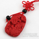 Cinnabar pendant,6*22*36mm with chinese knot,Red,Sold by each