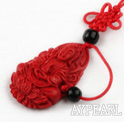 Cinnabar pendant,8*20*30mm chinese knot,Red,Sold by each