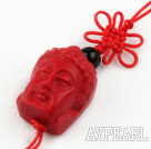 Cinnabar pendant,15*20mm chinese knot,Red,Sold by each