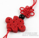 Cinnabar pendant,4*18*20mm chinese knot,Red,Sold by each
