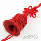 Cinnabar pendant,6*24*45mm bell with chinese knot,Red,Sold by each