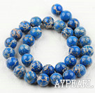 Imperial jasper beads, blue, 12mm round. Sold per 15.16-inch strand.